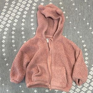 Old Navy 2T Fuzzy Hooded Sweatshirt Full Zip Girls Hoodie Pink